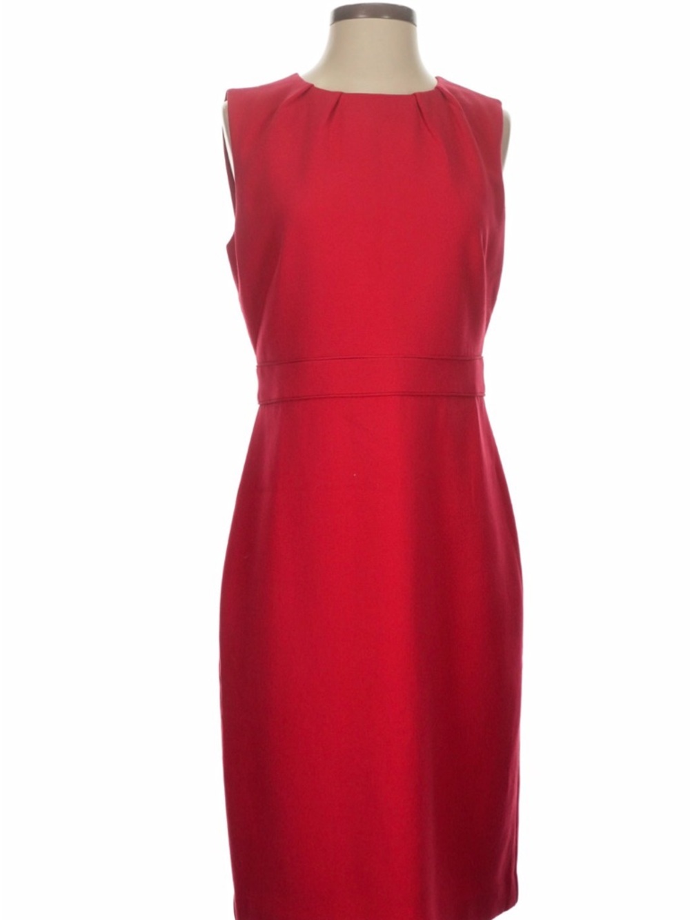 Ann Taylor Red Sleeveless Midi Sheath Dress with Waistband